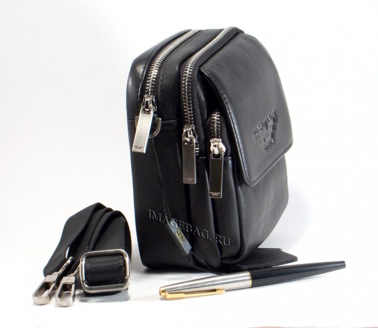 Поясная кожаная сумка IP Collection 8111-2 Black.1