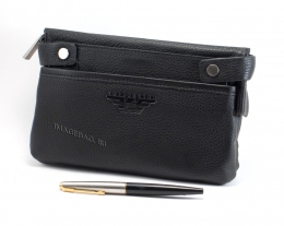 Классический мужской кожаный клатч на молнии IP Collection 98132-2 Black 