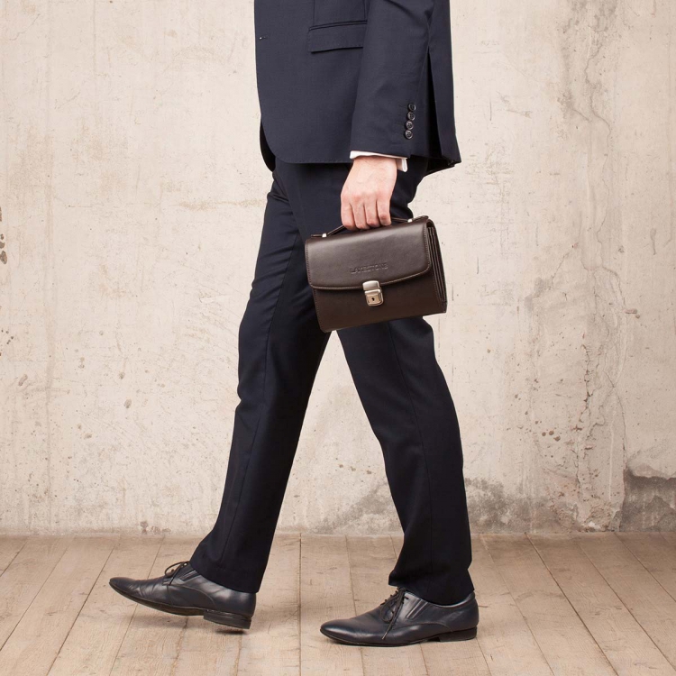 Элегантная коричневая барсетка мужская Evans Brown