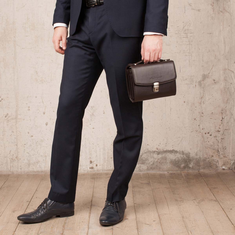 Элегантная коричневая барсетка мужская Evans Brown