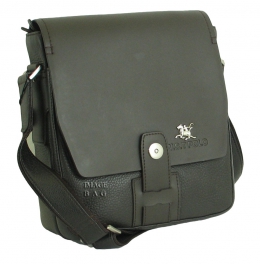 Кожаная коричневая сумка с оригинальной застежкой WST Polo 6010-1        