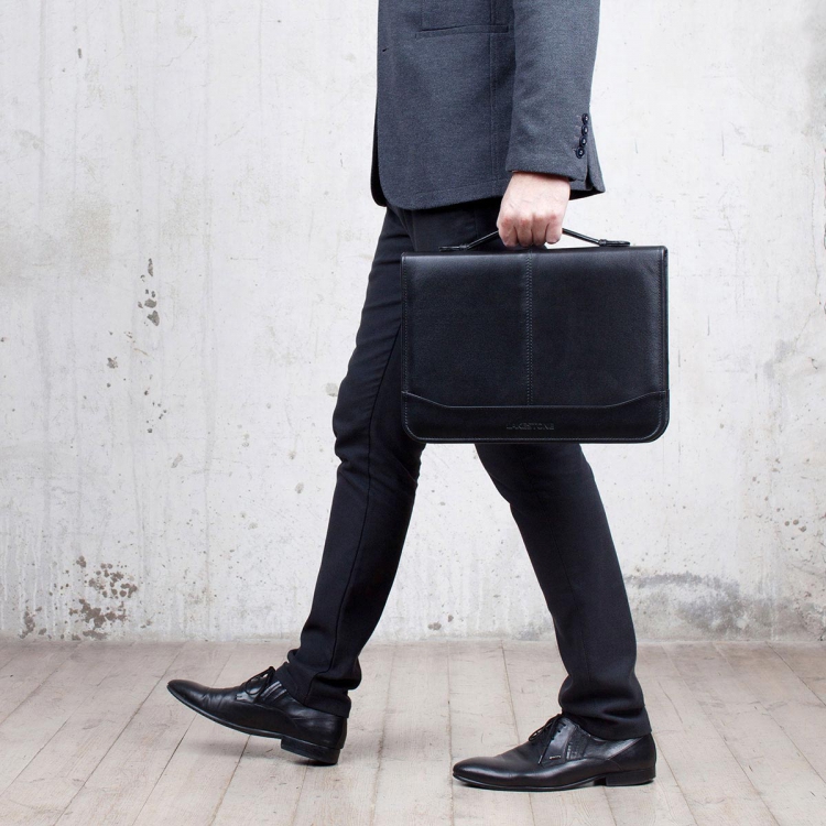 Кожаная папка черная Elmdale Black 961001/BL