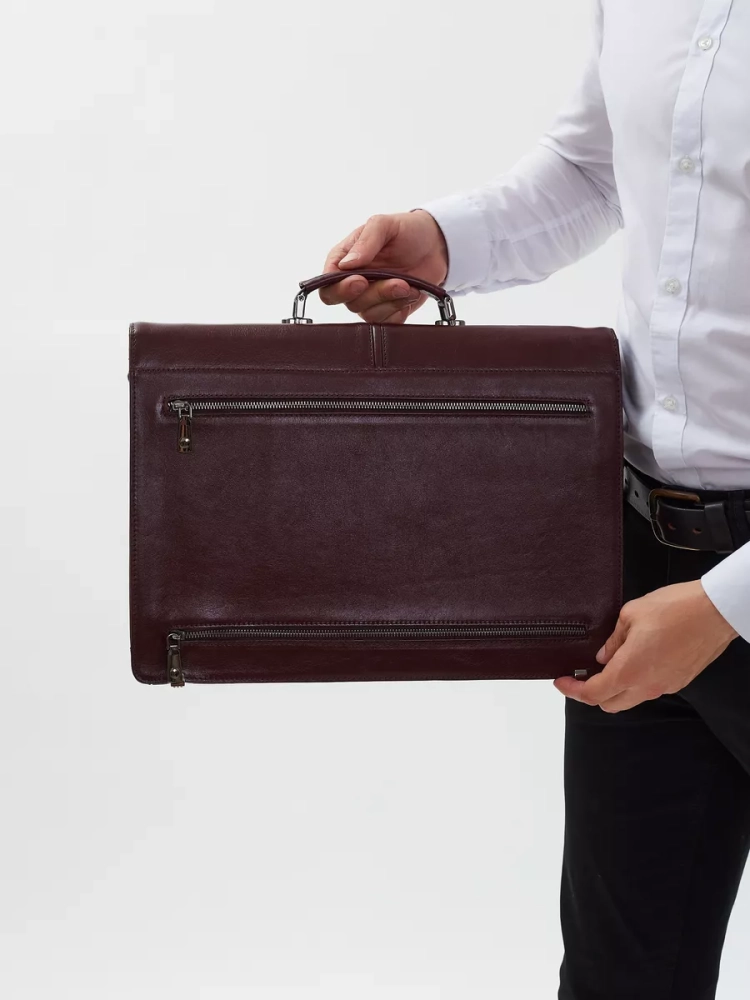 Деловой мужской кожаный портфель для документов и ноутбука с кодовым замком Paul Rayner 1-9504-1