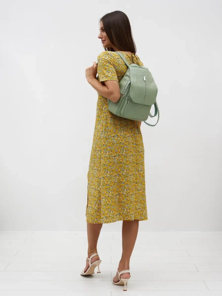 Рюкзак женский кожаный Paul Rayner фисташковый 1031