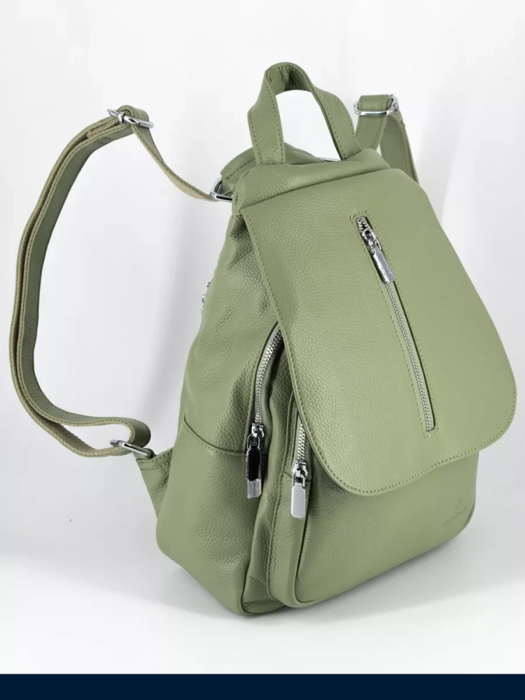 Рюкзак женский кожаный Paul Rayner фисташковый 1031