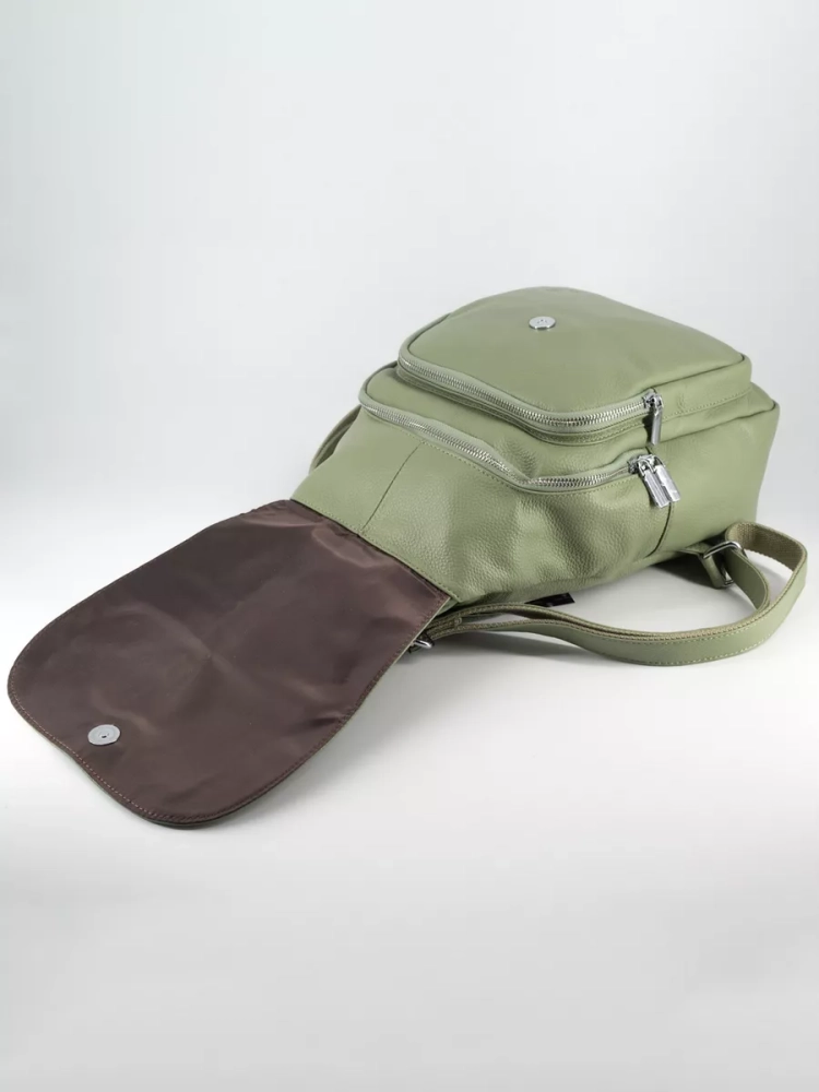 Рюкзак женский кожаный Paul Rayner фисташковый 1031