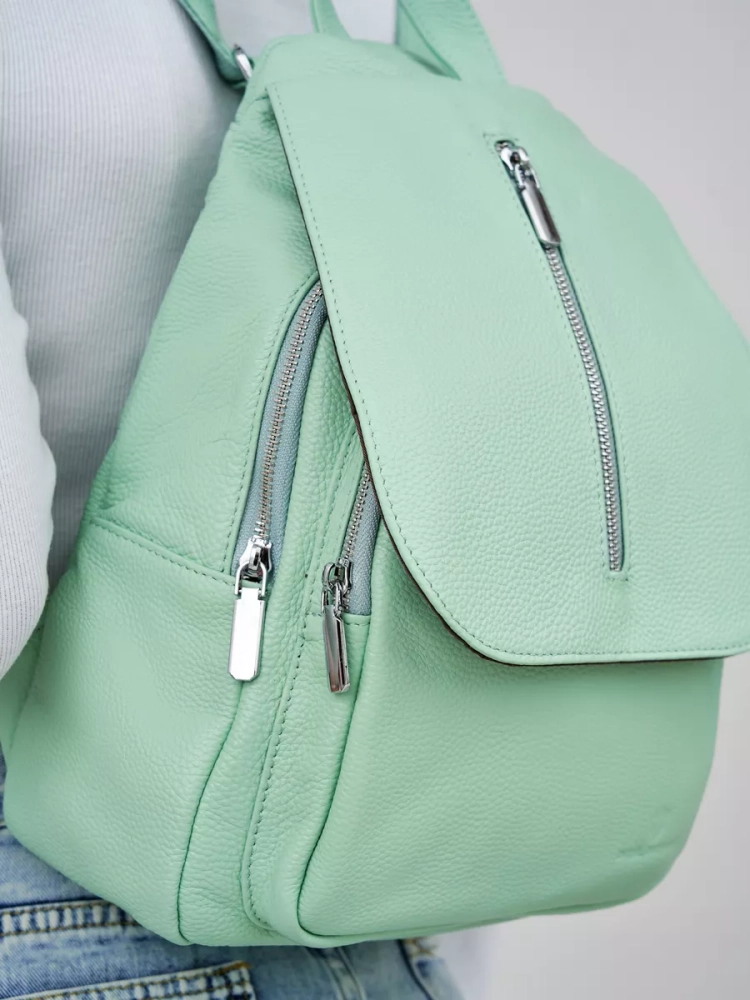 Рюкзак женский кожаный Paul Rayner мятный 1031