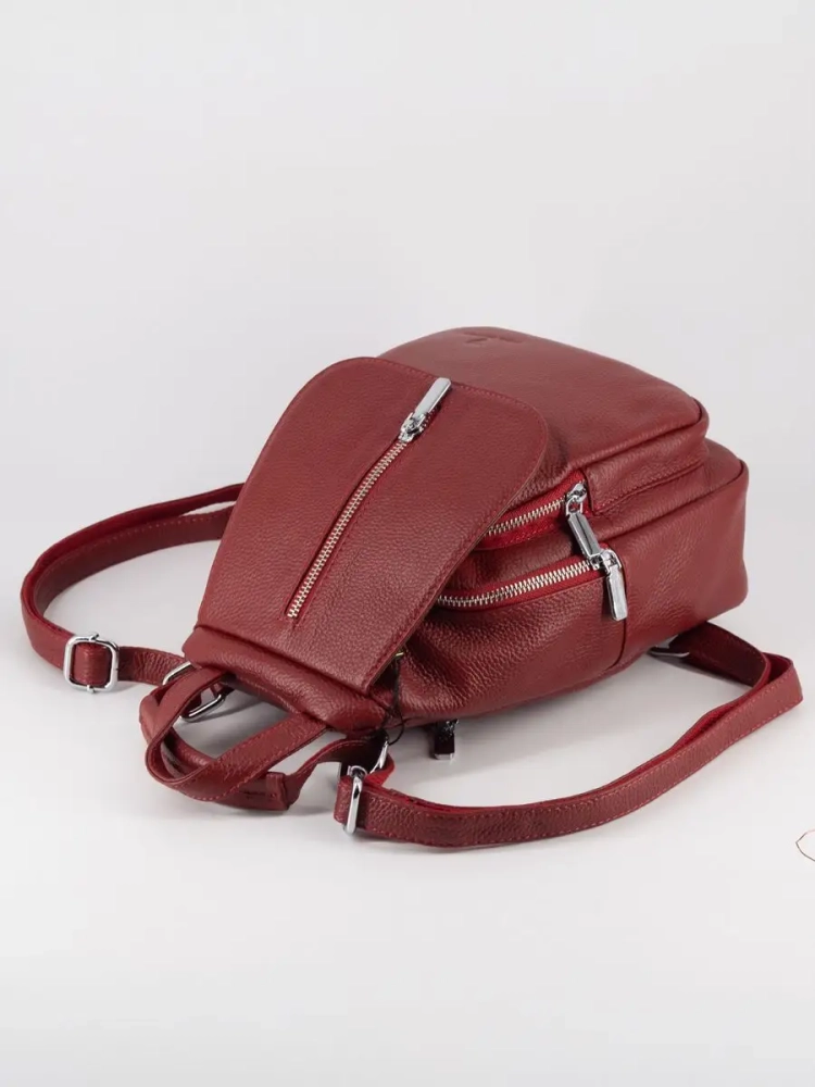 Рюкзак женский кожаный маленький Paul Rayner красный 1031-1