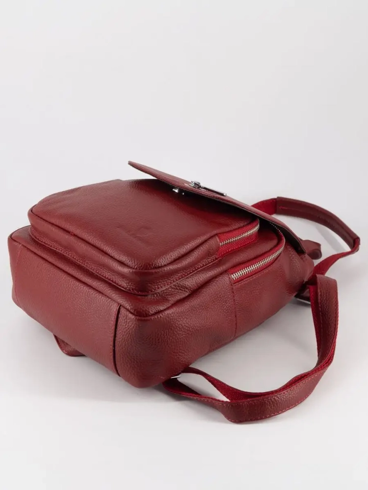 Рюкзак женский кожаный маленький Paul Rayner красный 1031-1