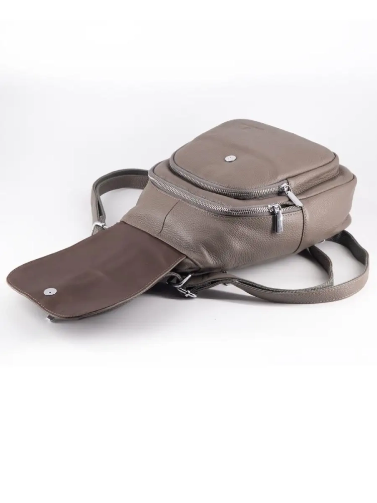 Рюкзак женский кожаный маленький Paul Rayner серый 1031-1