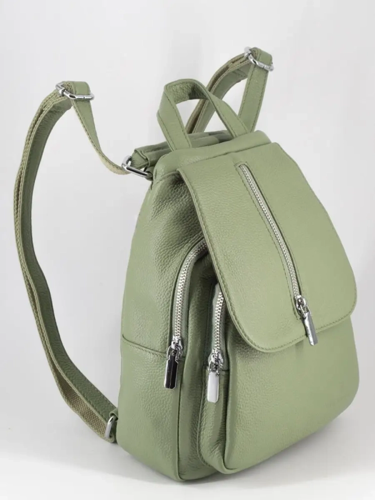 Рюкзак женский кожаный маленький Paul Rayner фисташковый 1031-1