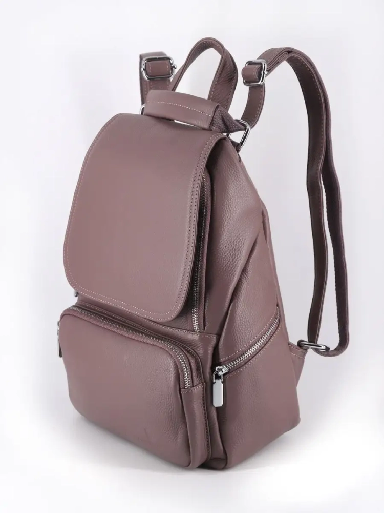 Женский кожаный городской рюкзак PR розовый 1029