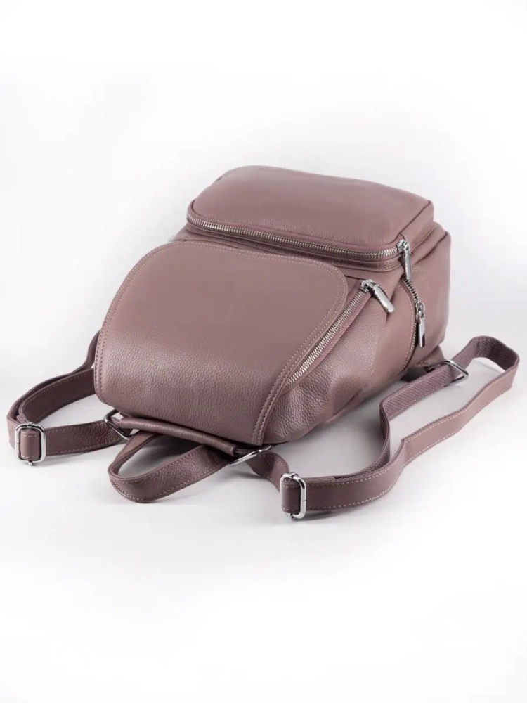 Женский кожаный городской рюкзак PR розовый 1029