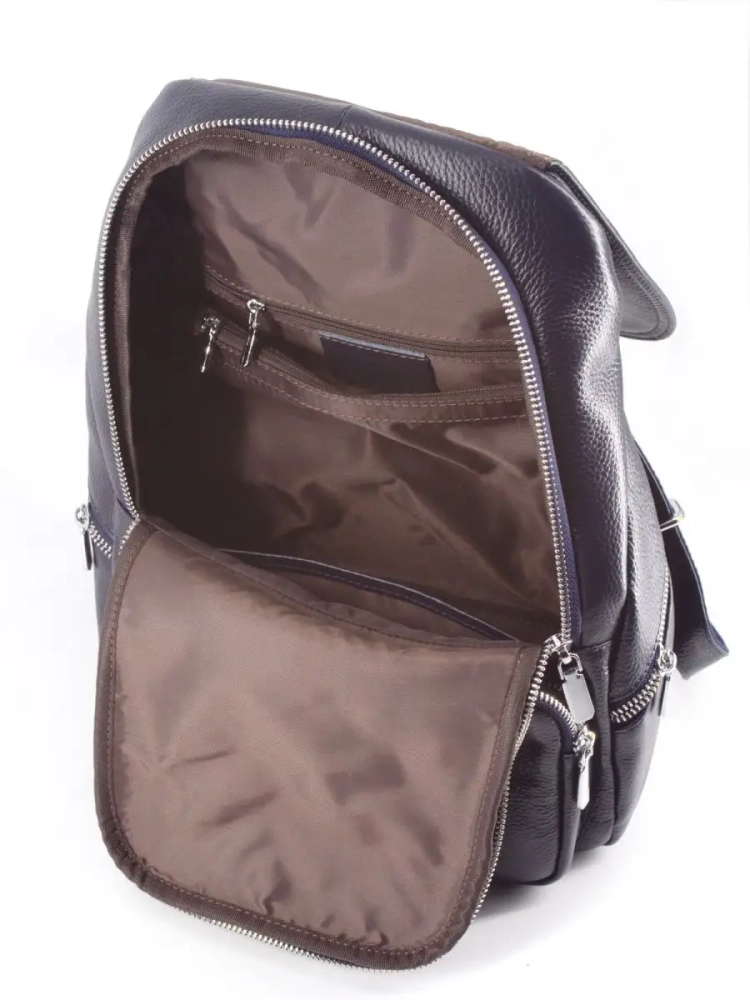 Женский кожаный городской рюкзак PR синий 1029