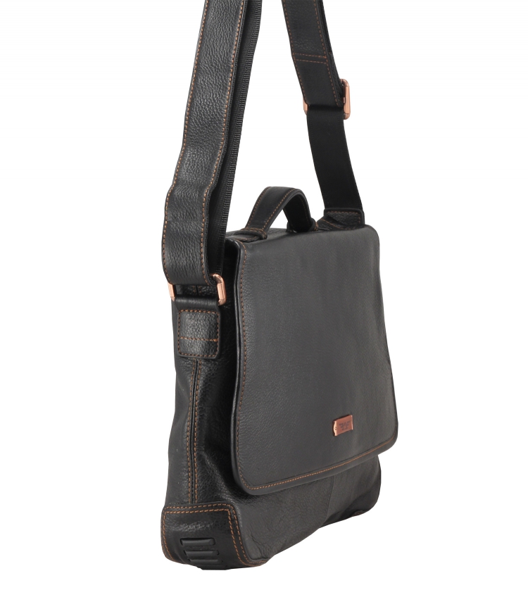 Кожаный темно-коричневый портфель IP Collection 112411_8562