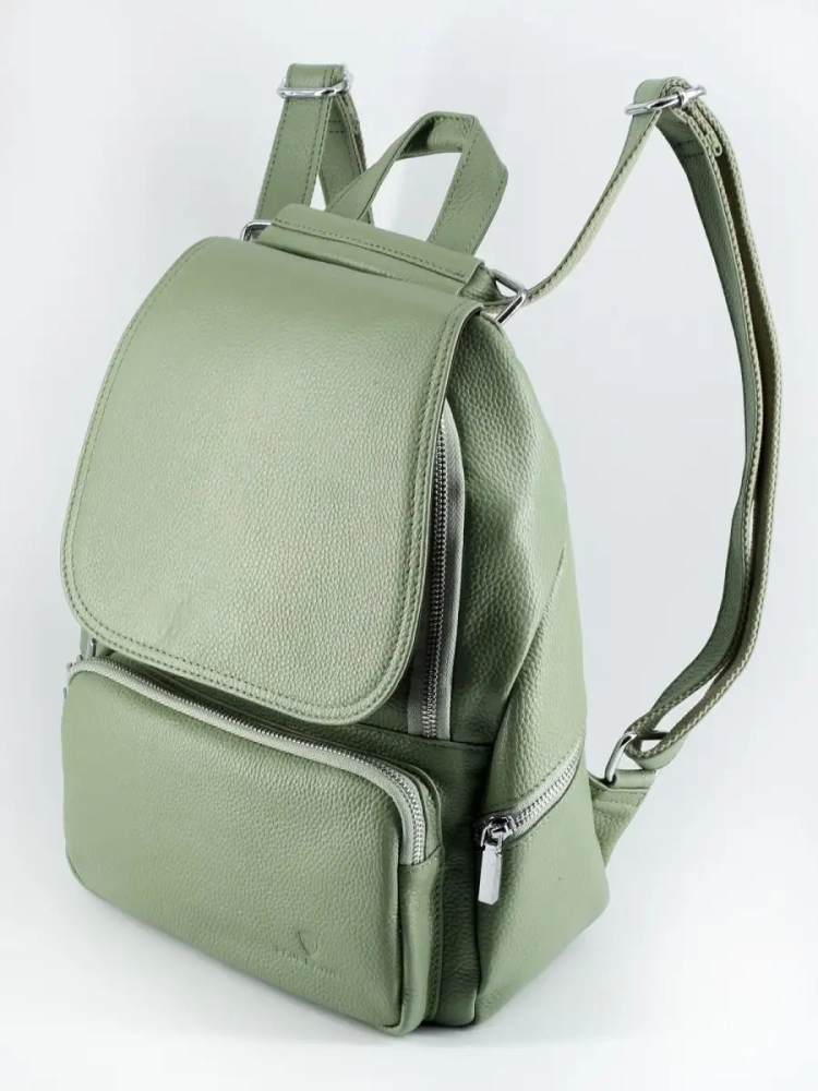Женский кожаный городской рюкзак PR фисташковый 1029