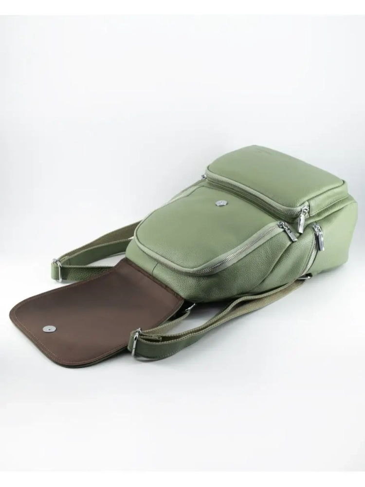 Женский кожаный городской рюкзак PR фисташковый 1029