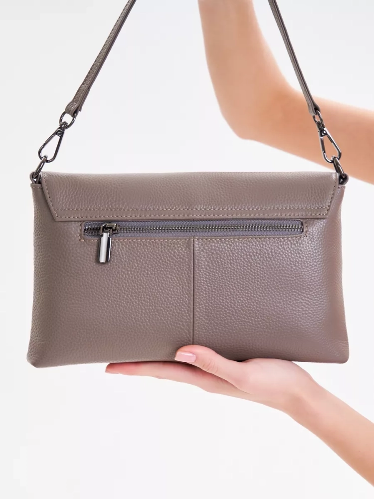 Клатч женский кожаный серый 8819