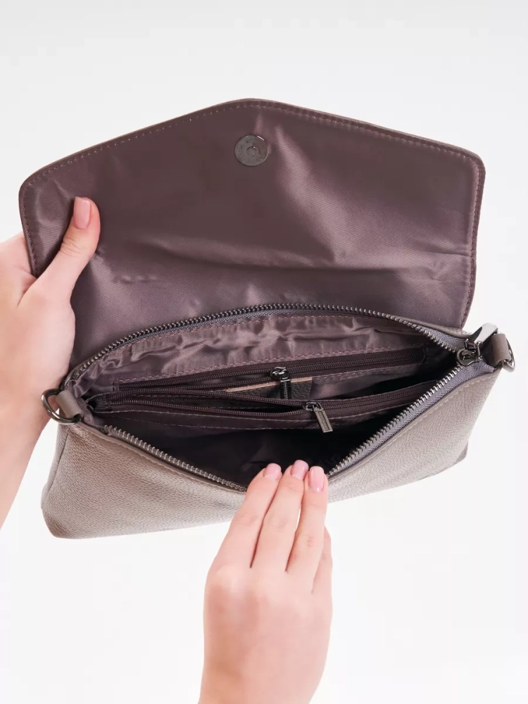 Клатч женский кожаный серый 8819