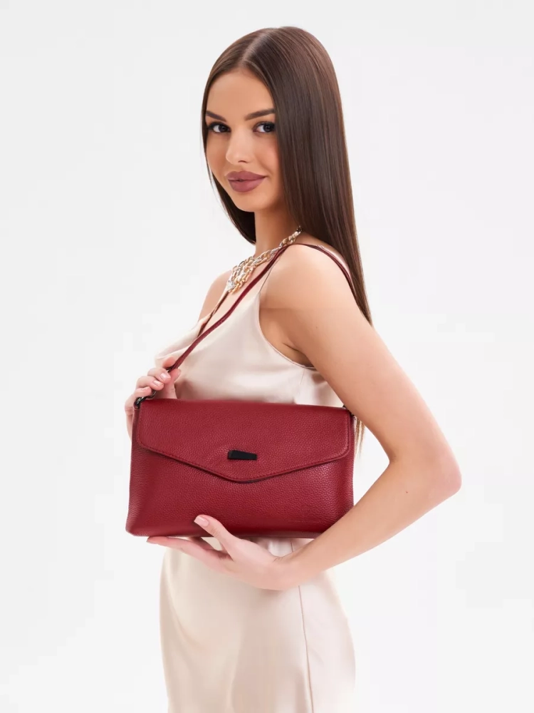 Клатч женский кожаный красный 8819